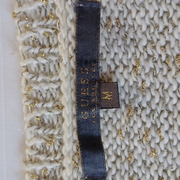 Guess Gold Metallic & Ivory Sweater w/Beaded Shoulder Epaulettes- Sz. Med - Picture 4 of 14